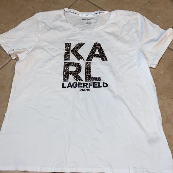 Nwt Karl Lagerfeld Graphic embellished Print T-Shirt - Picture 3 of 7